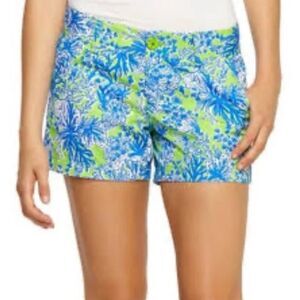 Lilly Pulitzer Blue and Green Floral Women's Shorts